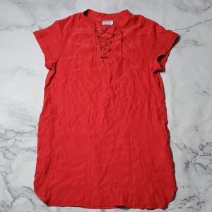 FRAME Denim Blood Orange Silk Lace-Up Dress